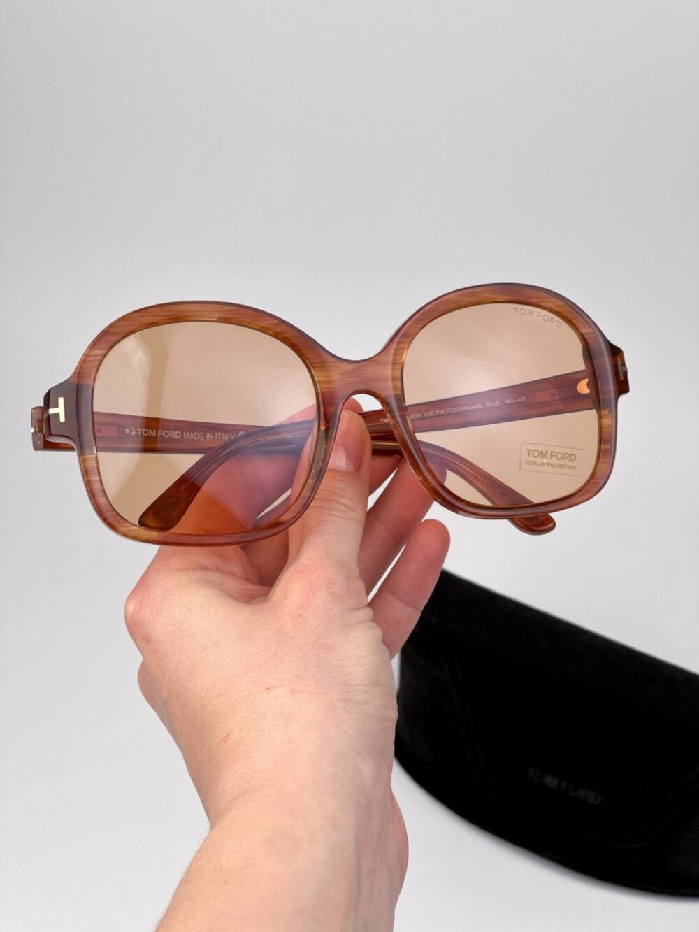 Tom Ford HANLEY FT1034/S 45E Sunglasses Light Brown Oversized Round Square